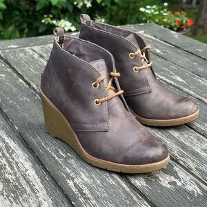 Sperry Women’s Bootie Harlow Brown Wedges Size 7.5 Boots Lace Up